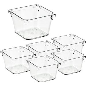 Ravinte 6 Pack Drawer Organizer - 3" X 3" Plastic Storage Bins, Acrylic Organizers with Non-Slip Pads Clear Desk Storage Tray for Makeup, Jewelries, Kitchen Utensils, Bathroom and Office