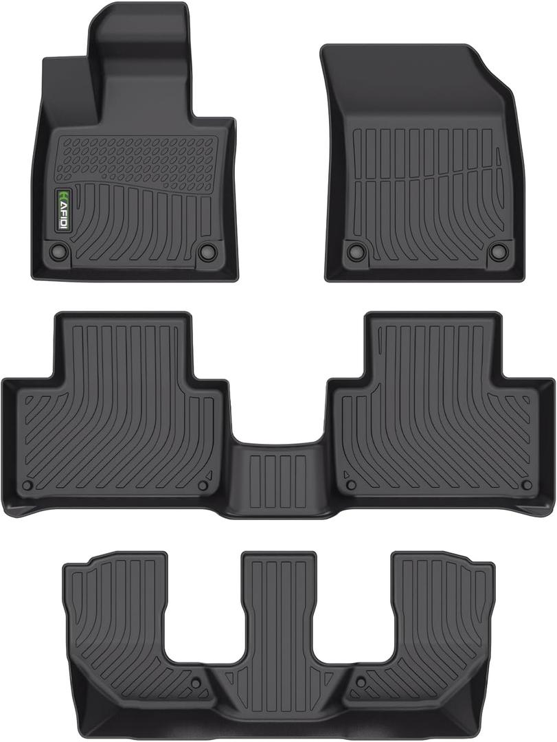 HAFIDI Floor Mats Fit for 2021-2026 Volvo XC90 Recharge 7 Seats All Weather Protection TPE Anti-Slip Automotive Floor Liners, Fits 1st & 2nd & 3rd Row Full Set Custom Accessories, Black