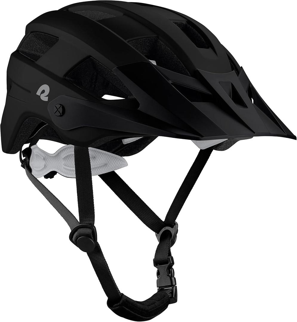 Retrospec Rowan Mountain Bike Helmet with Adjustable Ergo Knob Fit System - 14 Ventilation Ports, Removable Visor & EPS Foam Interior - Lightweight MTB Protection (One Size 54-61cm, Matte Black)
