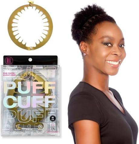 PuffCuff | Original 5" Curly Hair Clip | Ponytail Clip for Painless, Tension-Free Styling | Hair Cuff Loc Accessory For All Texture Types | Gold | 1 Piece