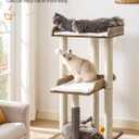 FourFurPets 43.7" Cat Tree, Modern Cat Tree Tower, Cat Tower for Indoor Cats Large Adult, Cat Condo with Scratching Post, Large Perch and Removable Pads, Greige
