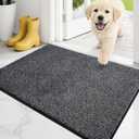 PURRUGS Dirt Trapping Door Mat 20" x 31.5", Non-Slip Machine Washable Entry Rug, Entrance Mat, Indoor Front Door Mat, Super Absorbent Entryway Rug for Muddy Shoes & Paws, Heathered Charcoal
