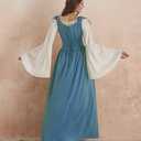 Abaowedding Womens's Medieval Renaissance Costume Cosplay Over Dress (Beige, S)