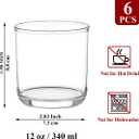 Kyraton Old Fashioned Whiskey Glasses Set of 6, PET Clear Plastic 11.5oz Heavy Duty Unbreakable Water Glasses Cup Tumbler Glassware for Beer, Juice, Milk, Scotch, Liquor Vodka, Bourbon, Cocktail