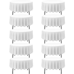 BRILLMAX 10 Pack White Round Tablecloths 90 Inch for 60" Tables