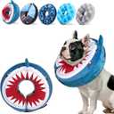 SCENEREAL Dog Cone Alternative After Surgery Pet Recovery Collar for Small Medium Large Dogs Cats, Adjustable Inflatable Donut to Prevent Licking, Shark Print E-Collars