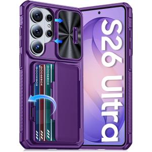 GooseBox for Samsung Galaxy S26 Ultra Case Wallet with RFID [Cards Holder][Camera Cover][Edge Raised] Full Body Shockproof Silicone Protective Phone Case for Galaxy S26 Ultra 2026 (Purple)