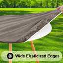 Smiry Round Picnic Tablecloth, Waterproof Elastic Fitted Table Covers for 45" - 56" Tables, Wipeable Flannel Backed Vinyl Tablecloths for Camping, Indoor, Outdoor, Taupe, For Up to 45"-56" Round