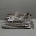 MOUKABAL Dish Drying Rack - Stainless Steel Over The Sink Dish Drying Rack (Expandable Length), 2 Tier Large Dish Rack with Utensil Holder, 32.3" - 33.9"(L) x 11.4"(W) x 32.3"(H) Silver