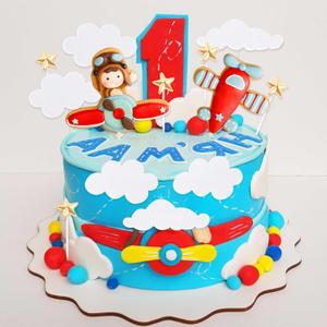 Airplane Cake Topper for Time Flies 1st, Airplane Themed Decorations for Birthday Baby Shower,Red, 13 Pieces, Plastic, Plane Cake Topper