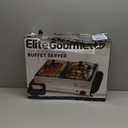 Elite Gourmet EWM-6122 Dual 2 x 2.5 Qt. Trays, Buffet Server, Food Warmer Temperature Control, Clear Slotted Lids, Perfect for Parties, Entertaining & Holidays, 5 Qt Total, Stainless Steel