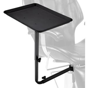Noverlife Salon Metal Tray Attached to Chair, 360 Degree Rotation Barber Chair Tray for Hairdressing Tools, Fully Adjustable Hairstylist Trays w/o Wheels for Salon Barber Tattoo Tools Make-ups