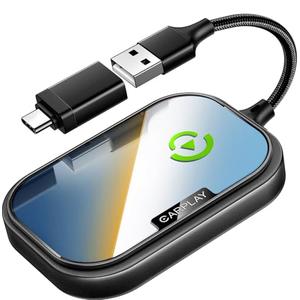 Wireless CarPlay Adapter for Apple iPhone, Converts Factory Wired CarPlay to Wireless CarPlay 2024 Upgrade Plug & Play Auto Connect Fast Easy Use for Cars from 2017 & iPhone iOS 10+ Matte Black