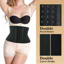 Atbuty Super Short Torso Waist Trainers Cincher Corset Tummy Shaper Slimming Latex Trimmer Girdle (Black (7'' Short Torso, 25 Steel Bones), 3XS)