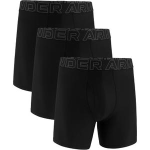 Under Armour Men's Performance Tech Boxerjock Brief Underwear, 6" Inseam, Ultra-Soft, 3-Pack, Black Solid, Large