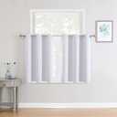 ChrisDowa Small Window Curtains for Kitchen and Bedroom - Grommet Short Thermal Insulated Room Darkening Curtains (2 Panels, Greyish White, 42 x 36 Inch)