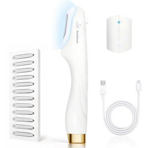 Dermaplane-razor for Women Face,Sonic Dermaplane,Sonic Dermaplaning Tool,Face Shaver Facial Hair Removal & Peach Fuzz Romover + 12 Blades (White With Gold Accent)
