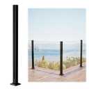 Muzata 1Pack 42"x2"x2" Black Glass Railing Post Corner Post with Bracket for Handrail T304 Stainless Steel with Bracket for Handrail Indoor Outdoor Glass Railing System for Deck Pool GS31 BC4