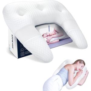 SAHEYER Side Sleeper Pillow, Body Pillow for Side Sleeper with U-Shaped, Contour Pillow Support for Neck, Back, and Shoulder Pain Relief (Upgraded Version), White
