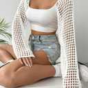 Women's Lightweight Crop Cardigan Crochet Knit Long Sleeve Bolero Shrug Sweater, Size XL