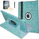 Case Compatible with iPad Pro 10.5 (2017 Model), Rotating Stand Smart Magnetic Auto Wake Up/Sleep Cover for A1701 A1709 MQDW2LL/A MPF02LL/A MQDT2LL/A MPDY2LL/A (Embossed Blue Flower)