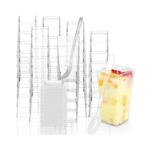 EASERCY 50 Pack 3 oz Square Mini Dessert Cups with Lids and Spoons Clear Dessert Shooter Cups with Spoons Parfait Cups with Lids Appetizer Cups for Party Small Plastic Dessert Cups for Pudding EASERCY 50 Pack 3 oz Square Mini Dessert Cups with Lids and Spoons Clear Dessert Shooter Cups with Spoons Parfait Cups with Lids Appetizer Cups for Party Small Plastic Dessert Cups for Pudding