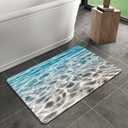 Blue Beach Bathroom Mat Quick-Drying Non-Slip Rubber Bath Mats Super Absorbent Ocean Sand Waves Bath Mat Instant Dry Bathroom Rug in Front of The Kitchen Sink, Shower Room, Bathtub (16"x24"+30"x20")