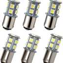 GRV Ba15d 1142 1076 13-5050SMD Cool White LED Bulb AC/DC12V-24V RV Light Bulbs Interior,Replacement for 12Volt Turn Single Light Bulb,Travel Trailer,Boat Lights,Camper Light Bulbs (Pack of 6) (Pack of 6, Cool White)
