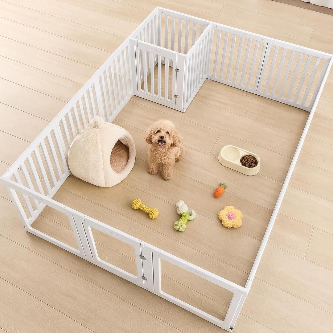 Acrylic Dog Playpen for Puppies & Small Dogs, 23.6" H, 16 Panels
Puppy Playpen with Clear PET Acrylic Panels & Lockable Door, HDPE Pet Playpen, DIY Pet Fence for Home, Apartment, Small Pets