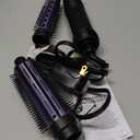 Conair 2-in-1 Hot Air Curling Combo, Includes 1.5-inch Curl Brush and 1-inch Aluminum Bristle Brush (Black / Purple)