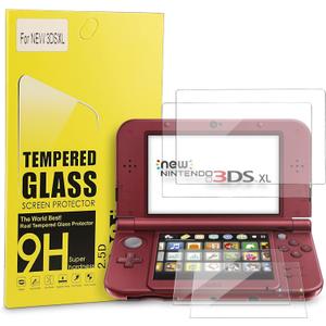 New 3DS XL Screen Protector, Tempered Glass Top LCD for Top Screen and HD Clear Crystal PET Film Compatible Bottom Screen Protective Filter for Nintendo 3DS XL/New 3DS XL