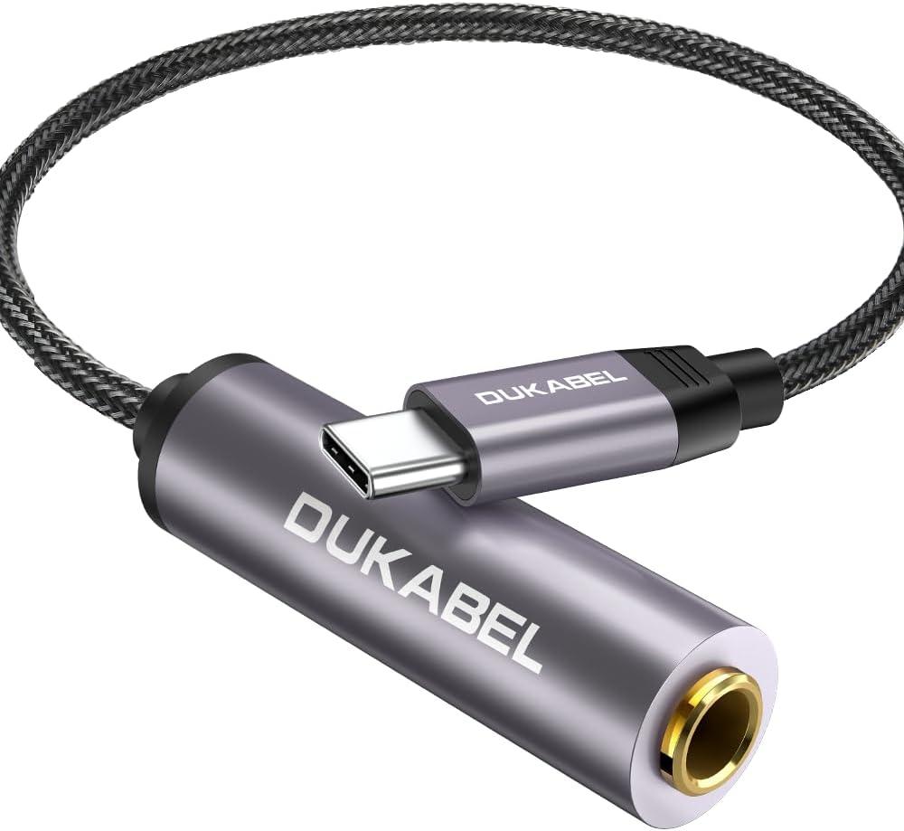DUKABEL USB Type C to 1/4 Headphone Adapter, USB to 6.35mm Stereo Jack Adaptor for Samrtphone, Laptop, Amplifiers, Mixers, 6.35mm Headphones