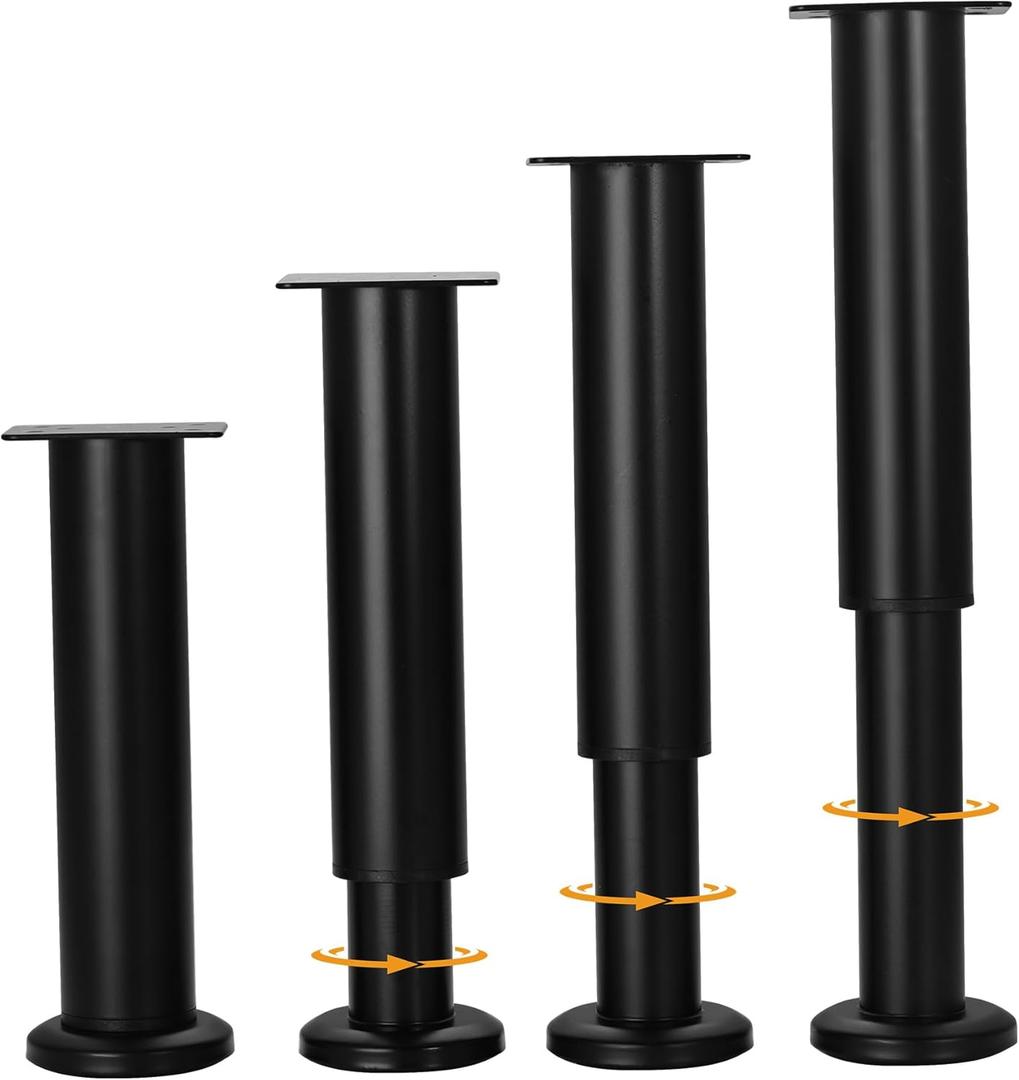 7.09-11.81 Inch Metal Adjustable Furniture Couch Legs Set of 4, Thickened Black Furniture Feet Dresser Cabinet Sofa Legs Bed Support Legs Hardware Replacement