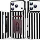 TopPerfekt for iPhone 17 Pro Wallet Case with Card Holder, Military-Grade Drop Protection, Flip PU Leather Built, Double Magnetic Clasp Durable Shockproof for iP17 Pro 6.3Inch Cover-Stripes BlackWhite