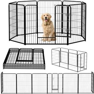 NEWBULIG Dog Playpen 8 Panels 40" Height Foldable Heavy Duty Metal Dog Exercise Playpen Puppy Fence for Indoor Outdoor Yard (Jet Black)