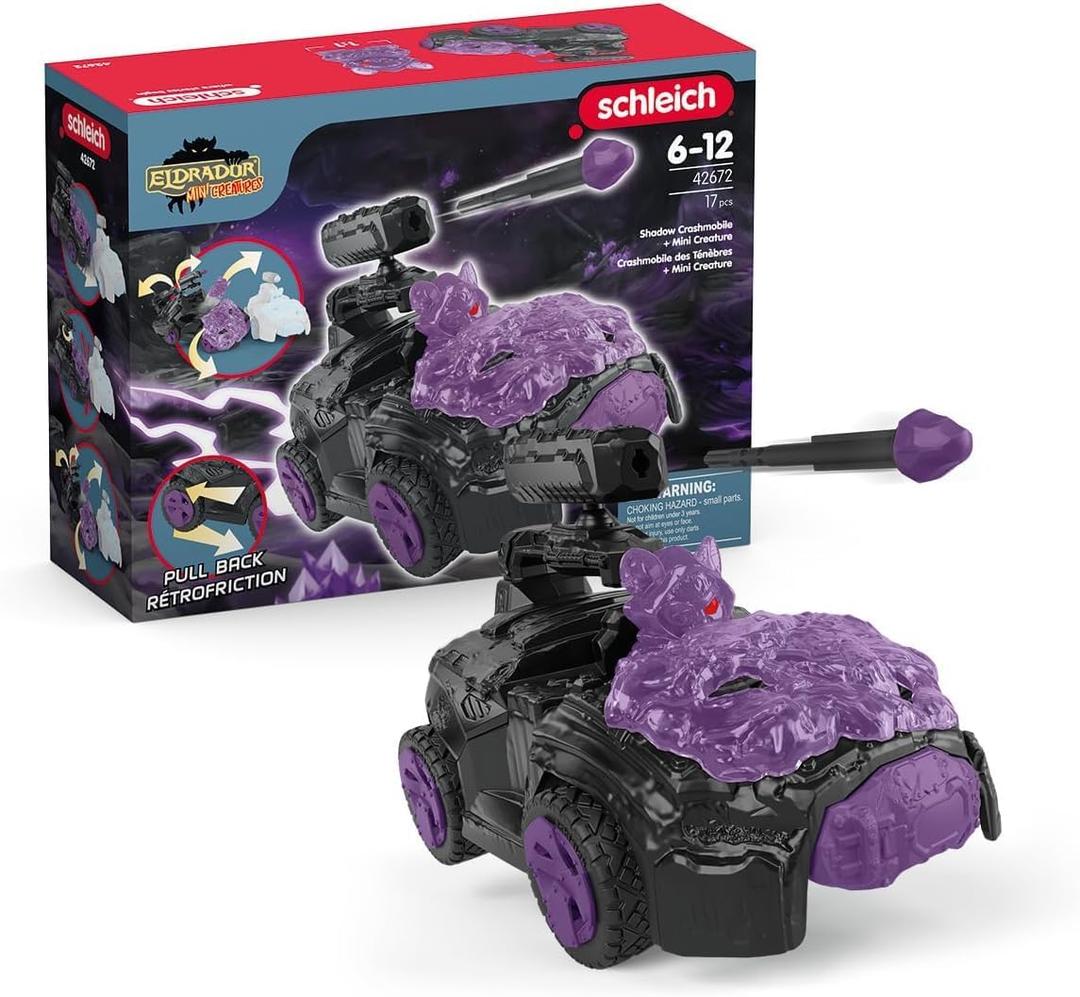 Schleich Eldrador Creatures - 7" Stone CrashMobile with Mini Creature Playset - Pull-Back Action, Shooting Toy Car for Boys and Girls - Cool, Purple Fantasy Action Figure for Kids Age 7+