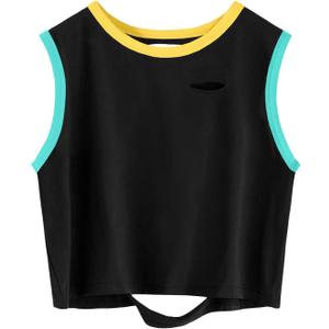 Remidoo Crop Tops for Women Casual Cropped Tank Top Summer Sleeveless Shirts (Black, XL)
