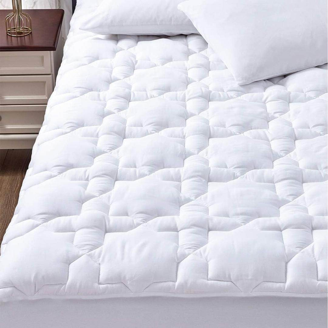 CozyLux Twin XL Mattress Pad Deep Pocket Quilted Mattress Topper Cotton Cooling Extra Long for College Dorm PillowTop Mattress Protector Up to 21", Fitted Sheet Mattress Cover, 39x80 inches, White