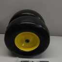 13x5.00-6 Flat Free Lawn Mower Tire and Wheel, Smooth Tread Tire for Lawnmower, Bearing Bore Hole 3/4" & 5/8, 3.25"-5.9" Centered Hub, 2 PCS