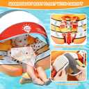 Mambobaby Baby Pool Float with Canopy, Non-Inflatable Infant Swim Float with Safe Seat and Tail Support for 3-24 Months, UPF 50+ Sun Protection