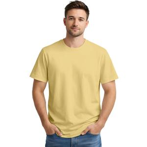 Men’s 100% Cotton Round Neck T-Shirt -Soft & Breathable Casual Summer Tee Shirt (Beige, XXL)