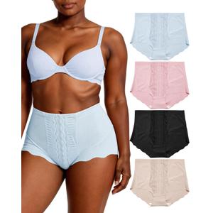 GAI YI Women Underwear Tummy Control Tummy Control Shapewear Panties Lace Panties Women Tummy Control Brief for Women Black+Skin+Pink+Blue XL