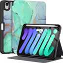 Supveco Case for iPad mini 7 (A17 Pro) 2024/iPad Mini 6 2021 8.3 Inch with Pencil Holder-[Auto Wake/Sleep],Slim Protective Case with Soft TPU Back Cover for iPad mini 7th/6th Generation-Green