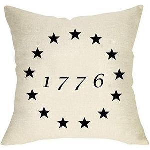 Softxpp America 1776 Home Spring Summer Decorative Throw Pillow Cover, July 4th USA Star Patriotic Sign Cushion Case Decor, Farmhouse Holiday Decoration Seasonal Pillowcase for Sofa Couch 16 x 16 Inch