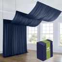 50ftx40ft Navy Blue Ceiling Curtain for Wedding Parties 10 Panels Wrinkle-Free 40 FT Long Tent Draping Curtains for Wedding, Birthday & Theme Parties, 40ft Height with Rod Pocket