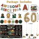 Roetyce 60th Birthday Decorations Men Women, Colorful Vintage Back in 1966 Poster Cheers To 60 Years Banner Balloons Hanging Swirls Cake Topper, Black Awesome Since 1966 Photo Backdrop Background