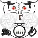 4 Piston Hydraulic Brakes for Ebike: 2 PIN Waterproof Power-Off Connector, Pre-Bleed Filled with DOT 4 Brake Fluid Brake Kit - 180mm 2.75mm Thickened Rotor (Black, 4 Piston)