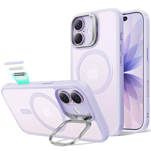 ESR for iPhone 17 Case with Stash Stand, Camera Control Cover Compatible with MagSafe, Military-Grade Drop Protection Magnetic Phone Case, Scratch-Resistant Back Cover,Frosted Light Purple