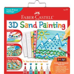Faber-Castell 3D Sand Painting Kit for Kids: Create 5 Sand Art Pictures, DIY Arts and Crafts for Kids Ages 6-8+, Art Projects and Gifts for Girls and Boys, Red, Yellow, Green, Blue and White