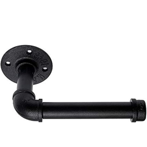 Industrial Pipe Toilet Paper Holder, DIY Vintage Rustic Paper Holder Towel Racks Heavy Duty Pipe Roll Tissue Holder with Mounting Screws for Bathroom, Bedroom, Kitchen (Black, 1)